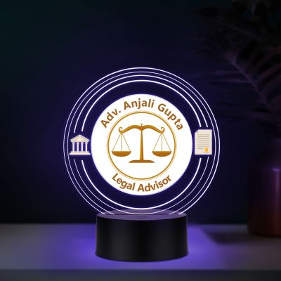 Personalized Advocate LED Lamp, Custom Name Acrylic Light with Automatic Color Changing Light Advocat Office Decorative Desk Lamp with Black Base GIF for Lawyer & Advocate